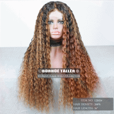 4 Wig Types Optional Ombre Balayage Golden Blonde Small Curly human hair wig 